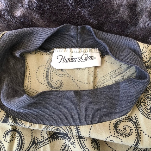 Vintage Hunter's Glen Tan Tank Top with Black Paisley-like Pattern Cottagecore - Picture 3 of 4